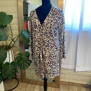 Leopard print button down sweater dress